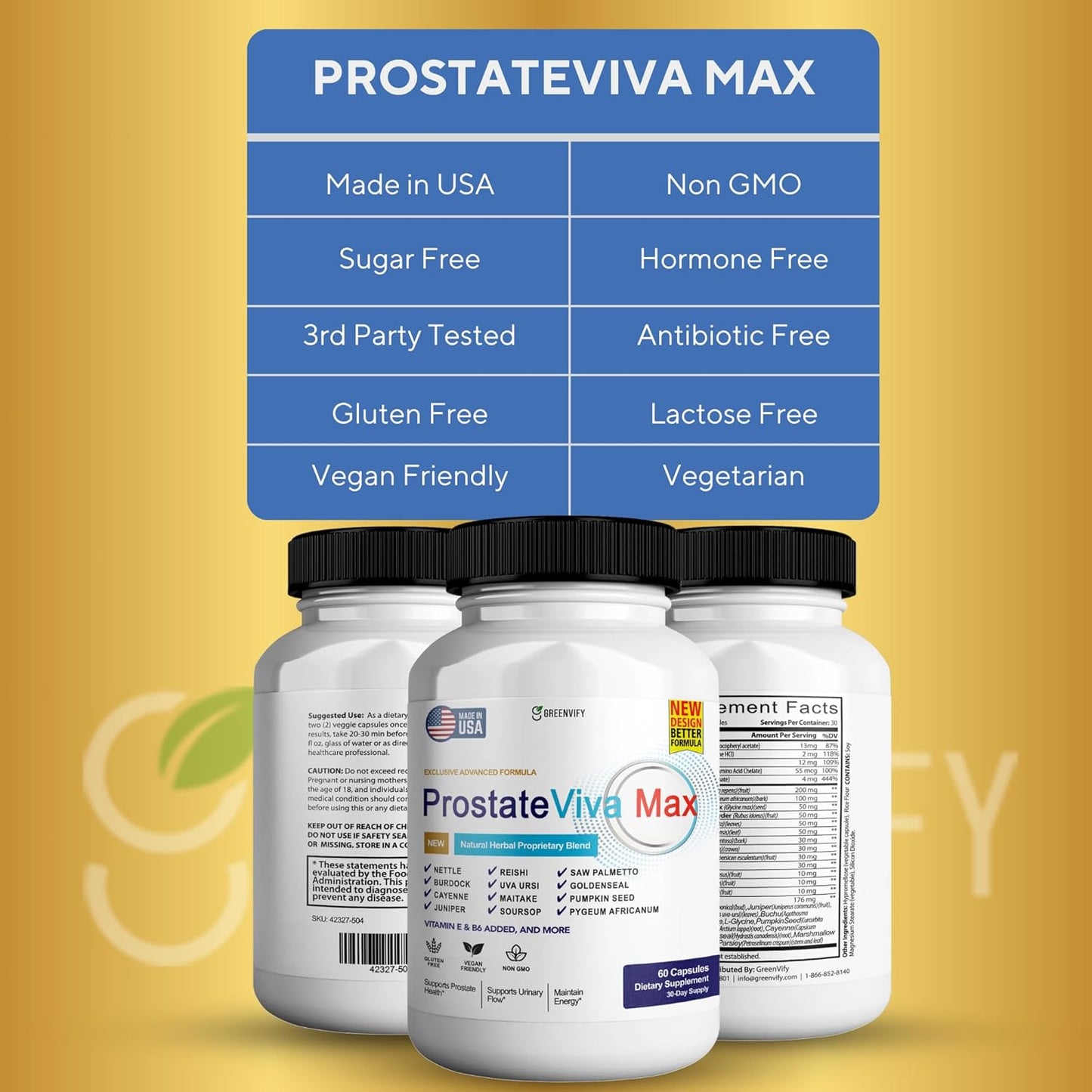 ProstateViva Max Supplements for Men - All Natural Capsules for Healthy Prostate Function - 120 Capsules