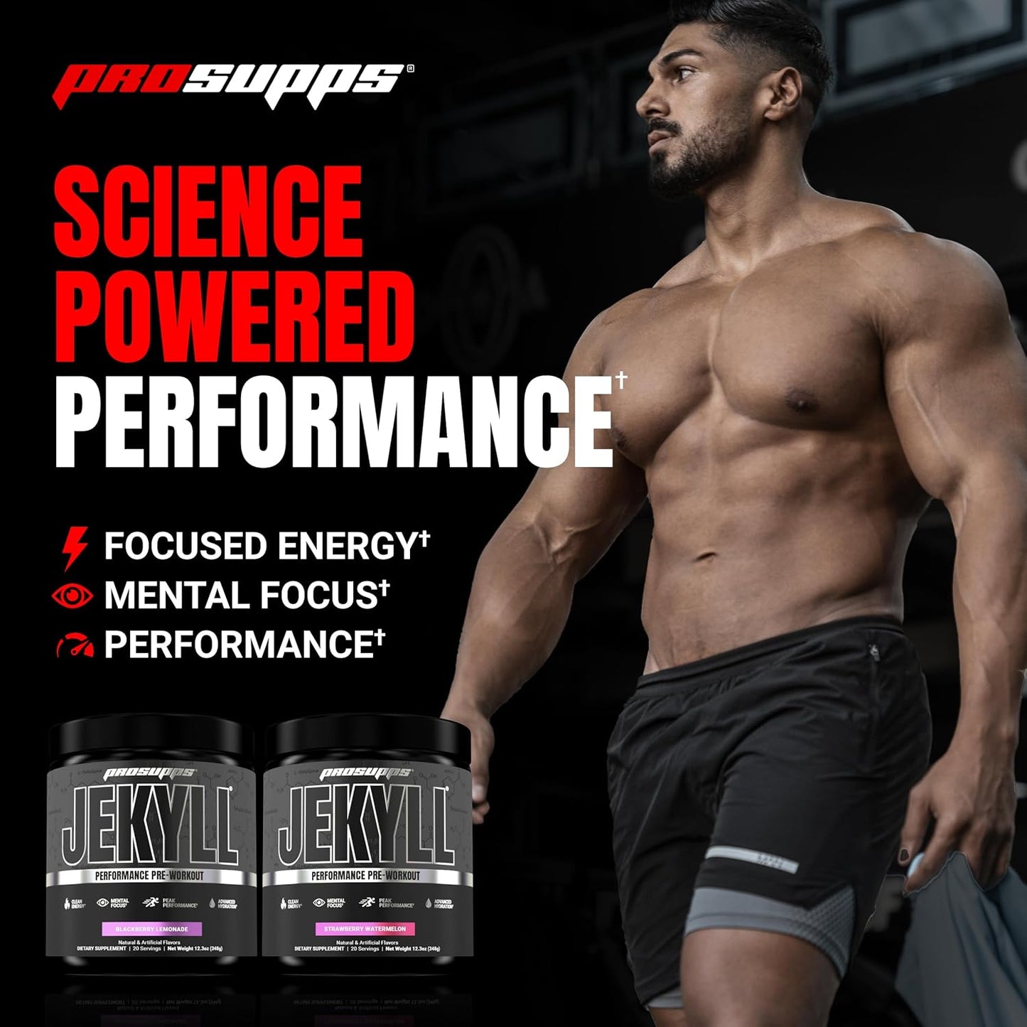 PROSUPPS Dr. Jekyll Low Stim Pre-Workout with Nootropic Focus Boost (20 Servings, Strawberry Watermelon Flavor) for Men & Women