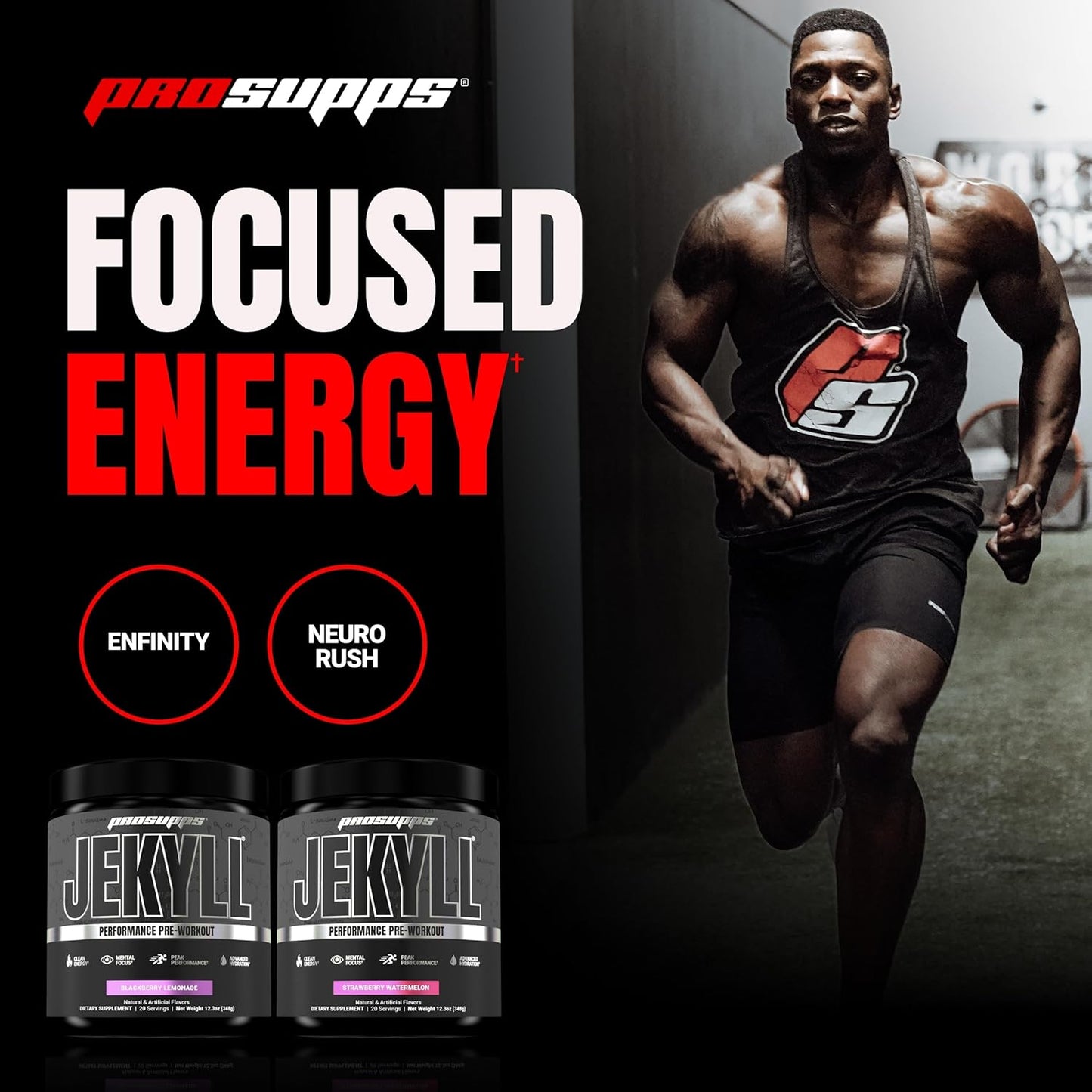 PROSUPPS Dr. Jekyll Low Stim Pre-Workout with Nootropic Focus Boost (20 Servings, Strawberry Watermelon Flavor) for Men & Women