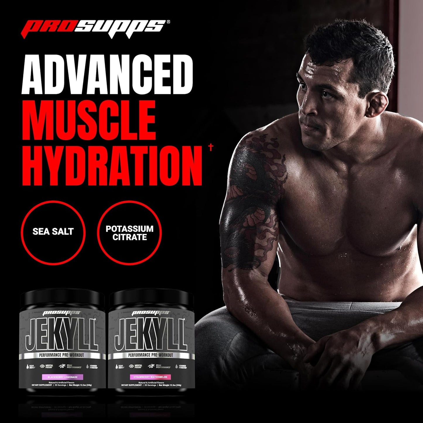 PROSUPPS Dr. Jekyll Low Stim Pre-Workout with Nootropic Focus Boost (20 Servings, Strawberry Watermelon Flavor) for Men & Women