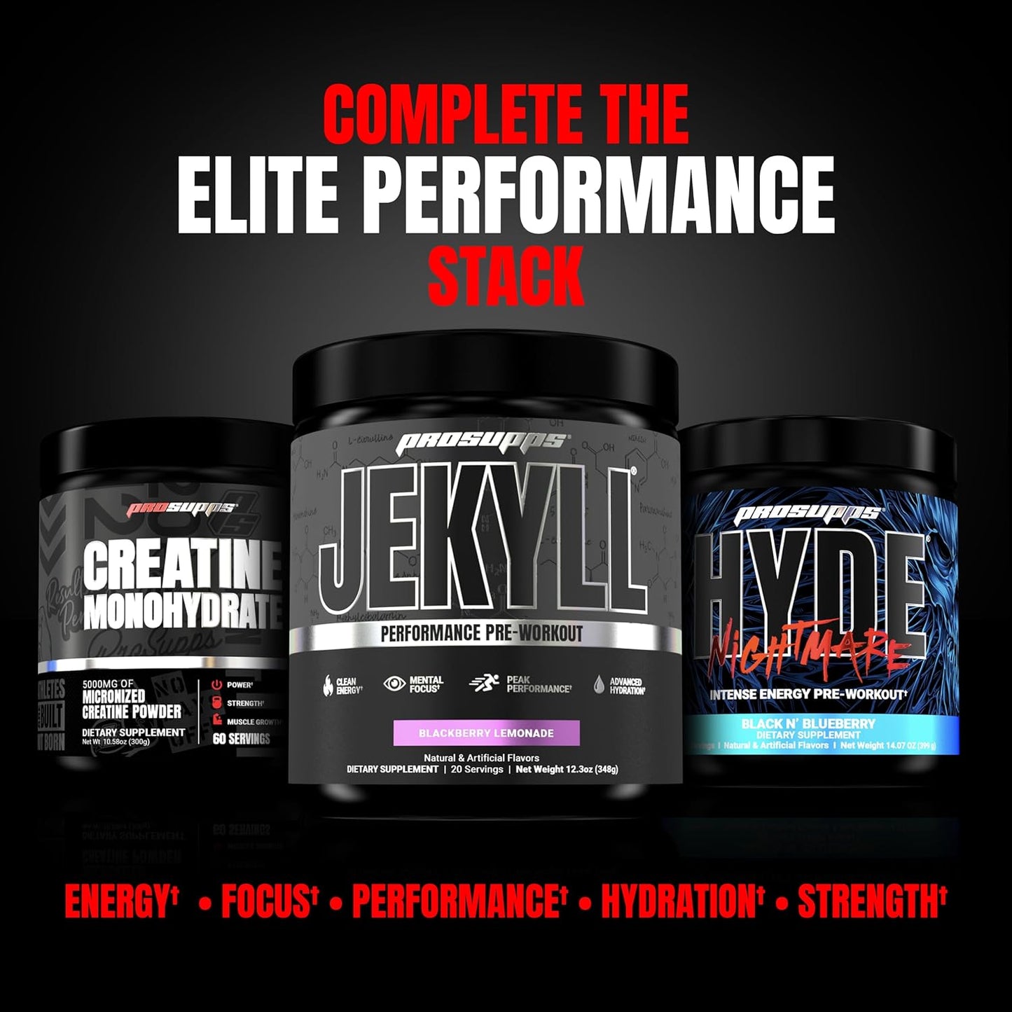 PROSUPPS Dr. Jekyll Low Stim Pre-Workout with Nootropic Focus Boost (20 Servings, Strawberry Watermelon Flavor) for Men & Women