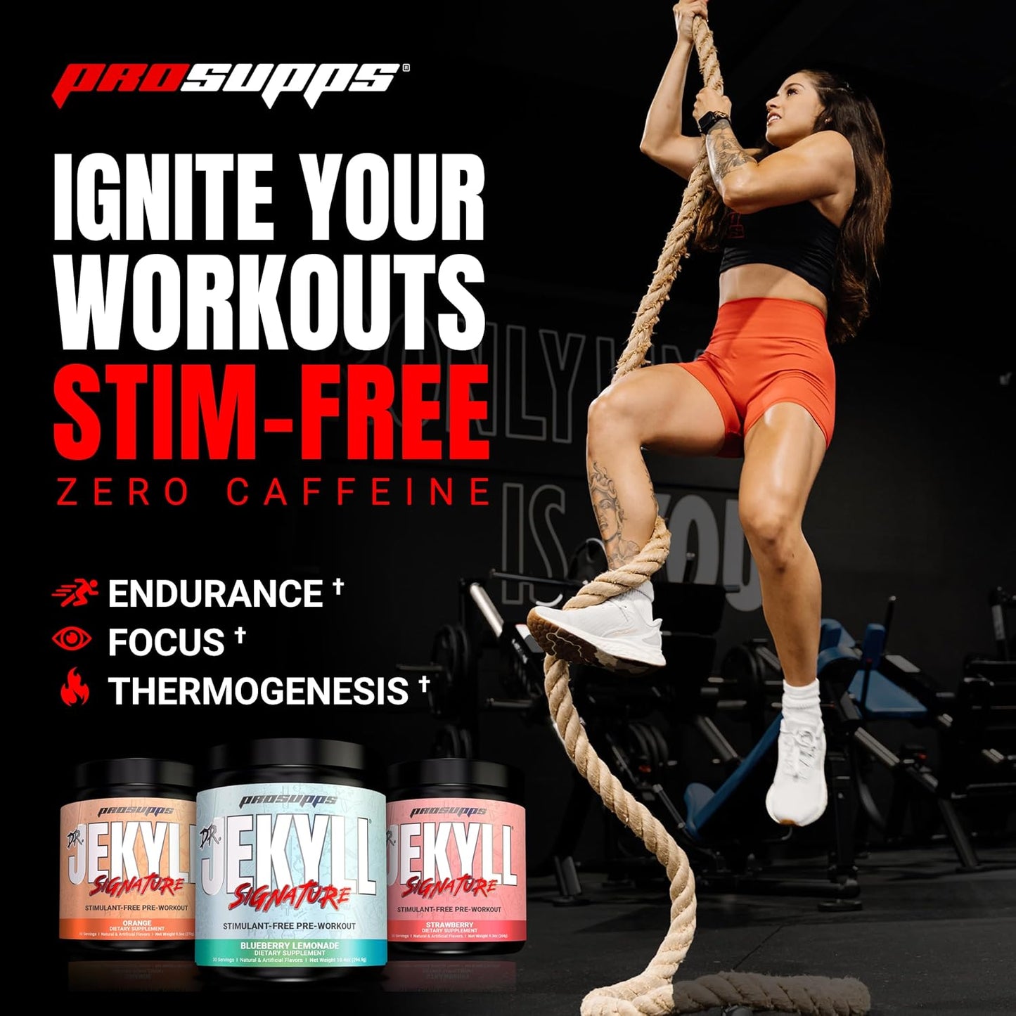PROSUPPS Dr. Jekyll Strawberry Pre-Workout Powder - Caffeine-Free, Intense Focus & Energy - 30 Servings