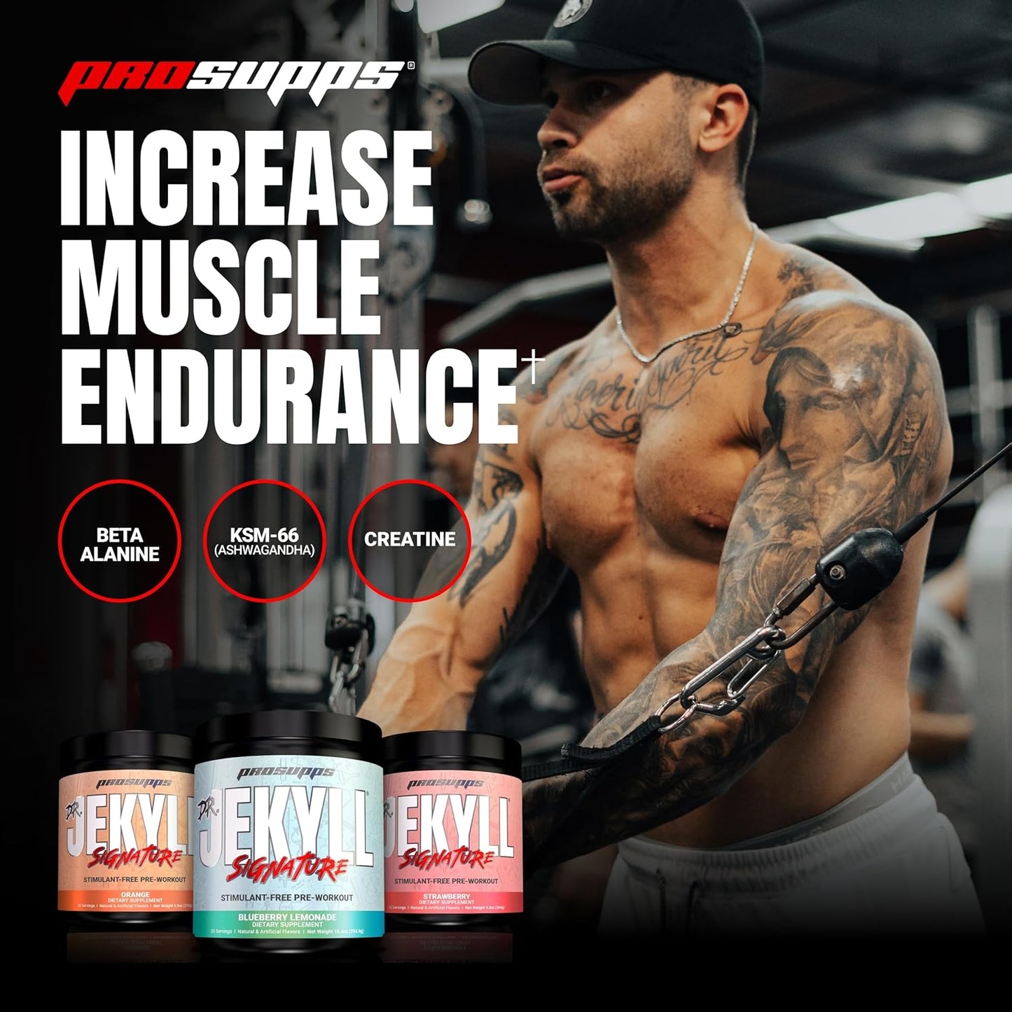 PROSUPPS Dr. Jekyll Strawberry Pre-Workout Powder - Caffeine-Free, Intense Focus & Energy - 30 Servings