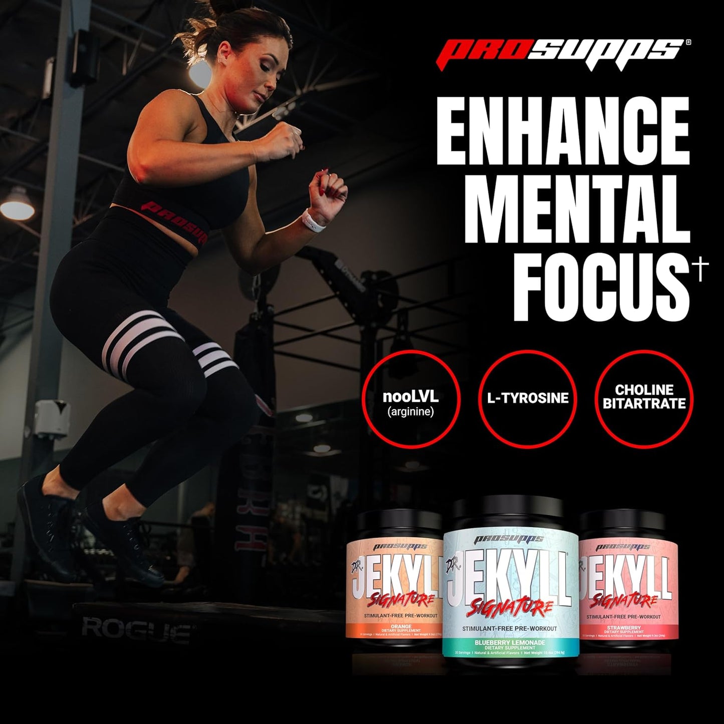 PROSUPPS Dr. Jekyll Strawberry Pre-Workout Powder - Caffeine-Free, Intense Focus & Energy - 30 Servings