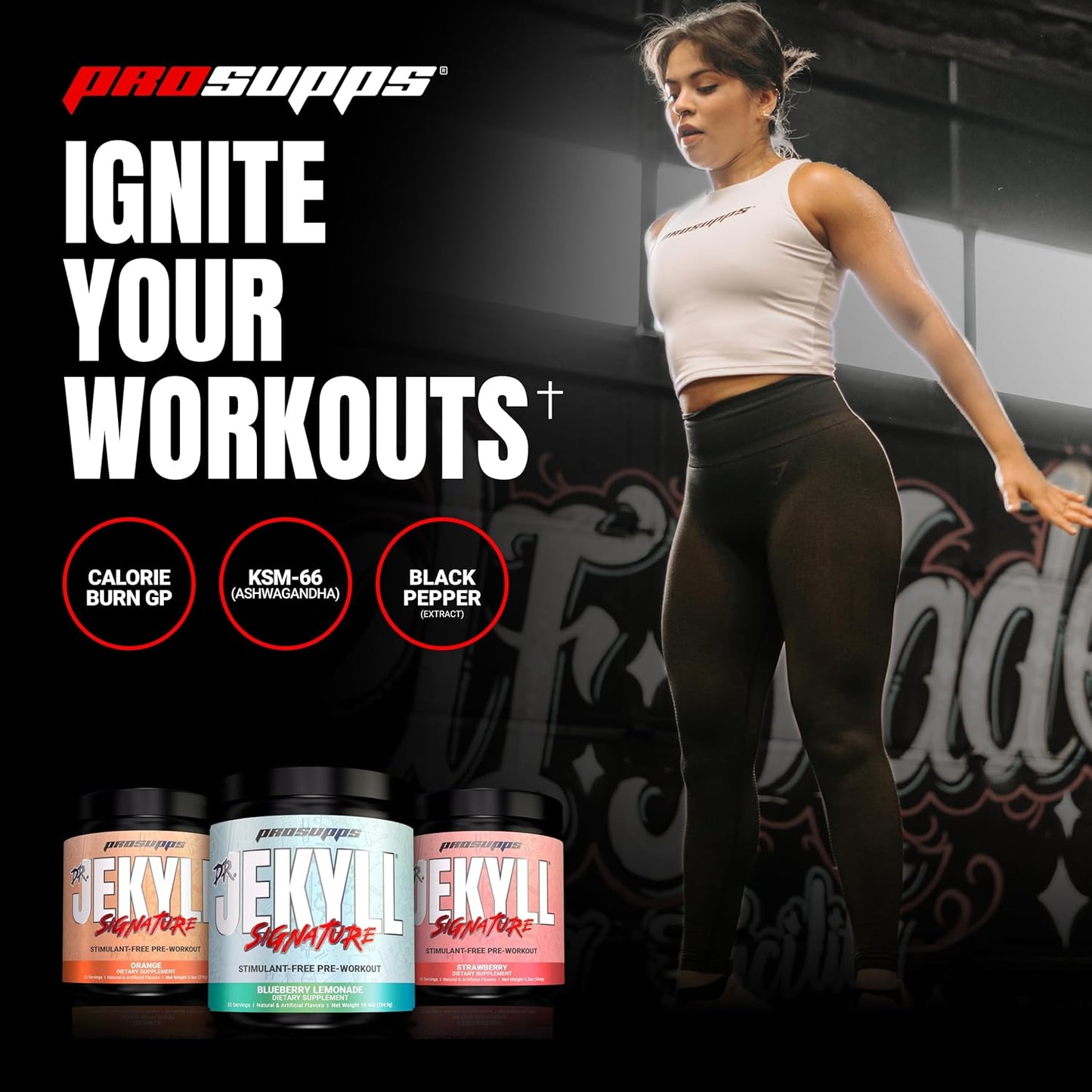 PROSUPPS Dr. Jekyll Strawberry Pre-Workout Powder - Caffeine-Free, Intense Focus & Energy - 30 Servings