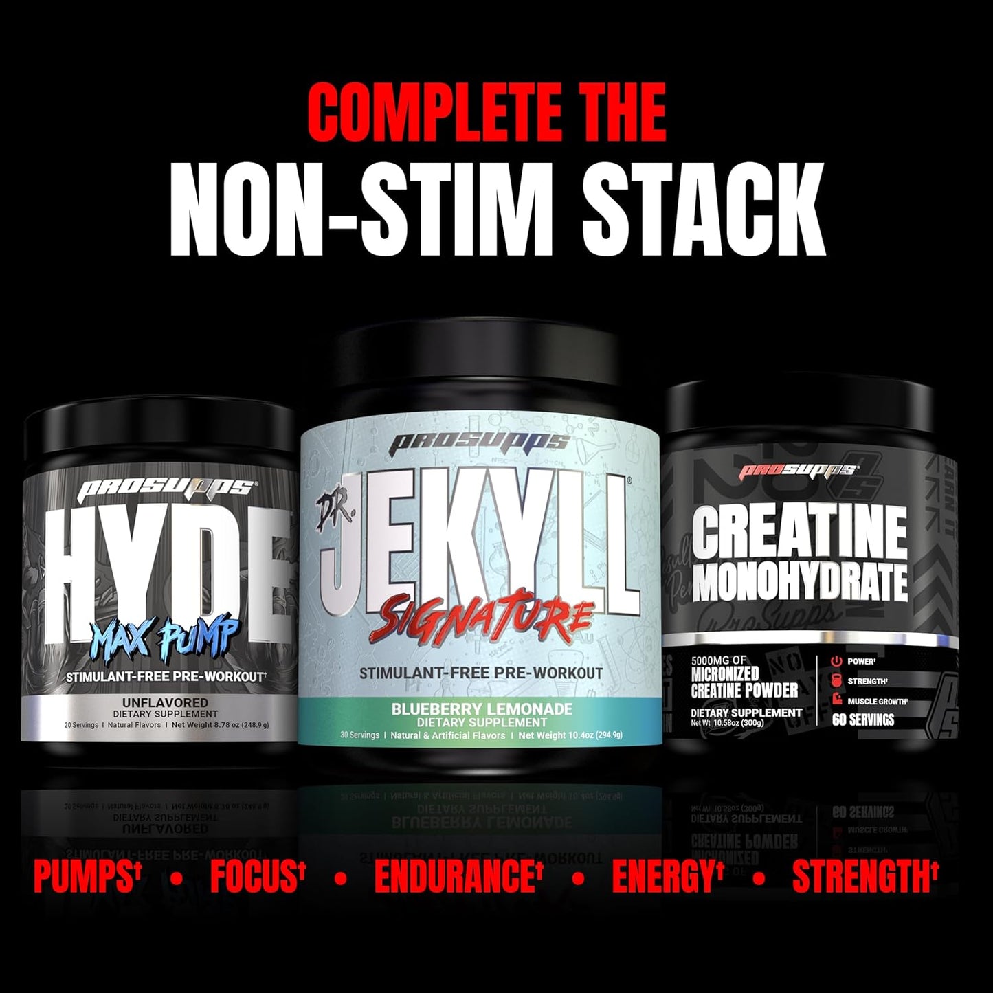 PROSUPPS Dr. Jekyll Strawberry Pre-Workout Powder - Caffeine-Free, Intense Focus & Energy - 30 Servings