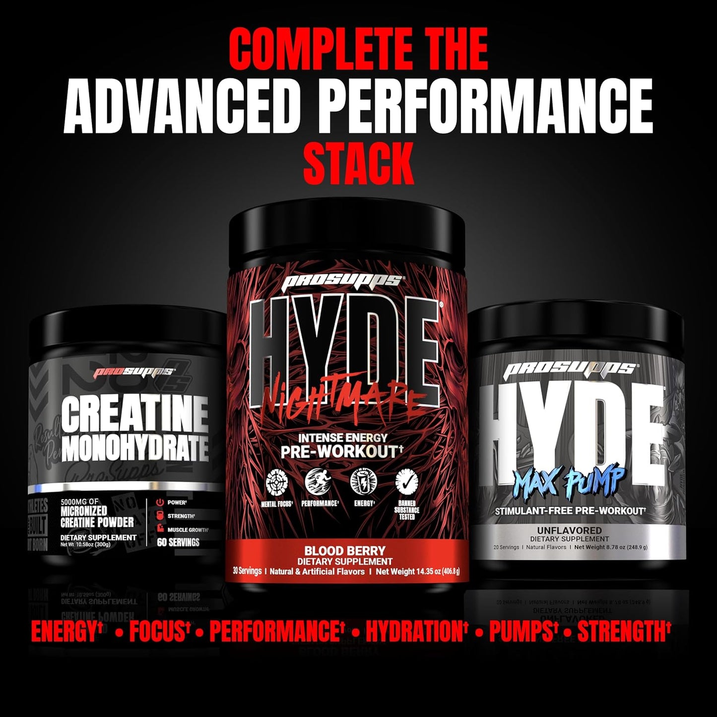 PROSUPPS Hyde Nightmare Dragon Fruit Pre-Workout Powder - High Performance Energy Drink with Citrulline & Nootropics for Intense Focus (30 Servings)