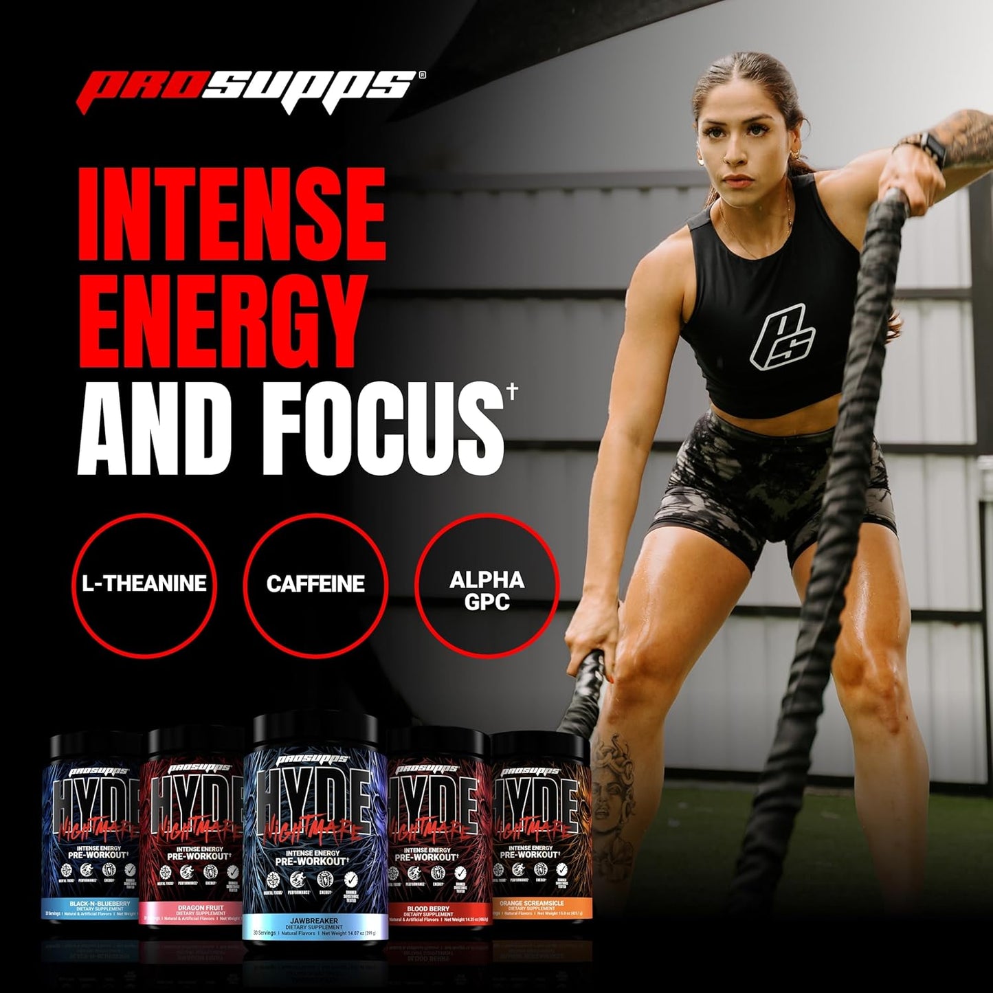 PROSUPPS Hyde Nightmare Pre-Workout Powder Energy Drink - Citrulline, Beta Alanine, Nootropics - 30 Servings, Orange Creamsicle Flavor