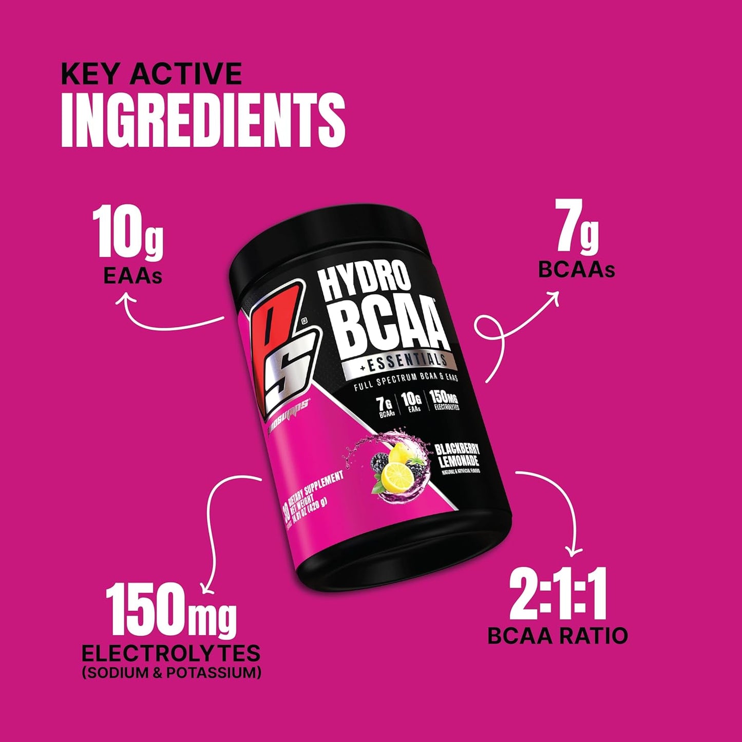 ProSupps HydroBCAA Full Spectrum Matrix - 7g BCAAs, 3g EAAs, Sugar-Free, 30 Servings - BlackBerry Lemonade Flavor