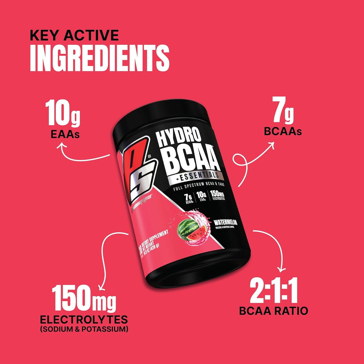 PROSUPPS HydroBCAA Full Spectrum Matrix - 7g BCAAs, 3g EAAs, Watermelon Flavor - 30 Servings