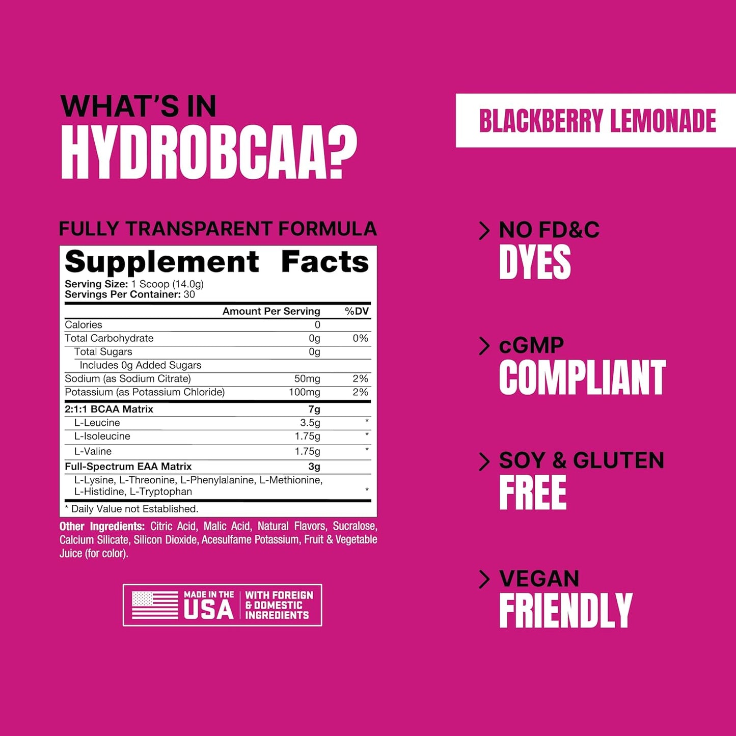 ProSupps HydroBCAA Full Spectrum Matrix - 7g BCAAs, 3g EAAs, Sugar-Free, 30 Servings - BlackBerry Lemonade Flavor
