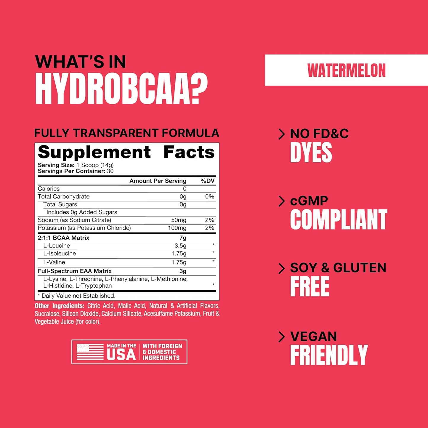 PROSUPPS HydroBCAA Full Spectrum Matrix - 7g BCAAs, 3g EAAs, Watermelon Flavor - 30 Servings
