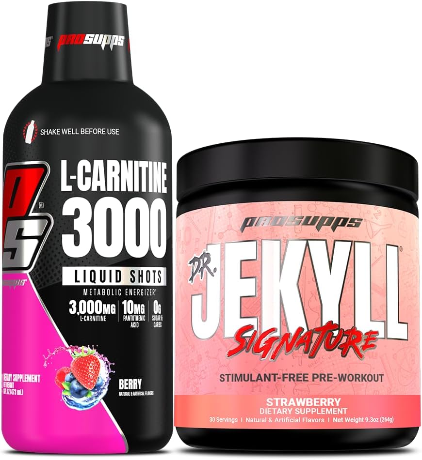 PROSUPPS L-Carnitine 3000 Berry Liquid Shots + Dr. Jekyll Strawberry Pre-Workout Bundle