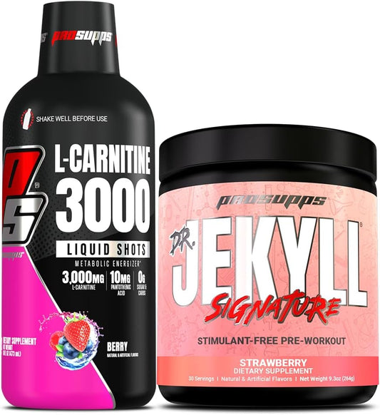 PROSUPPS L-Carnitine 3000 Berry Liquid Shots + Dr. Jekyll Strawberry Pre-Workout Bundle