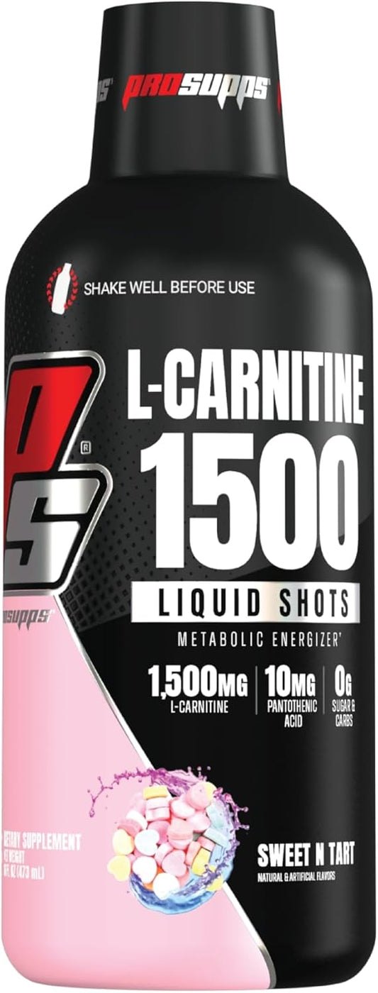 PROSUPPS L-Carnitine Liquid Shots: Stimulant-Free Workout Drink for Men & Women - Clean Energy, Muscle Recovery - No Sugar, No Carbs - 31 Servings, 1500 Sweet-N-Tart