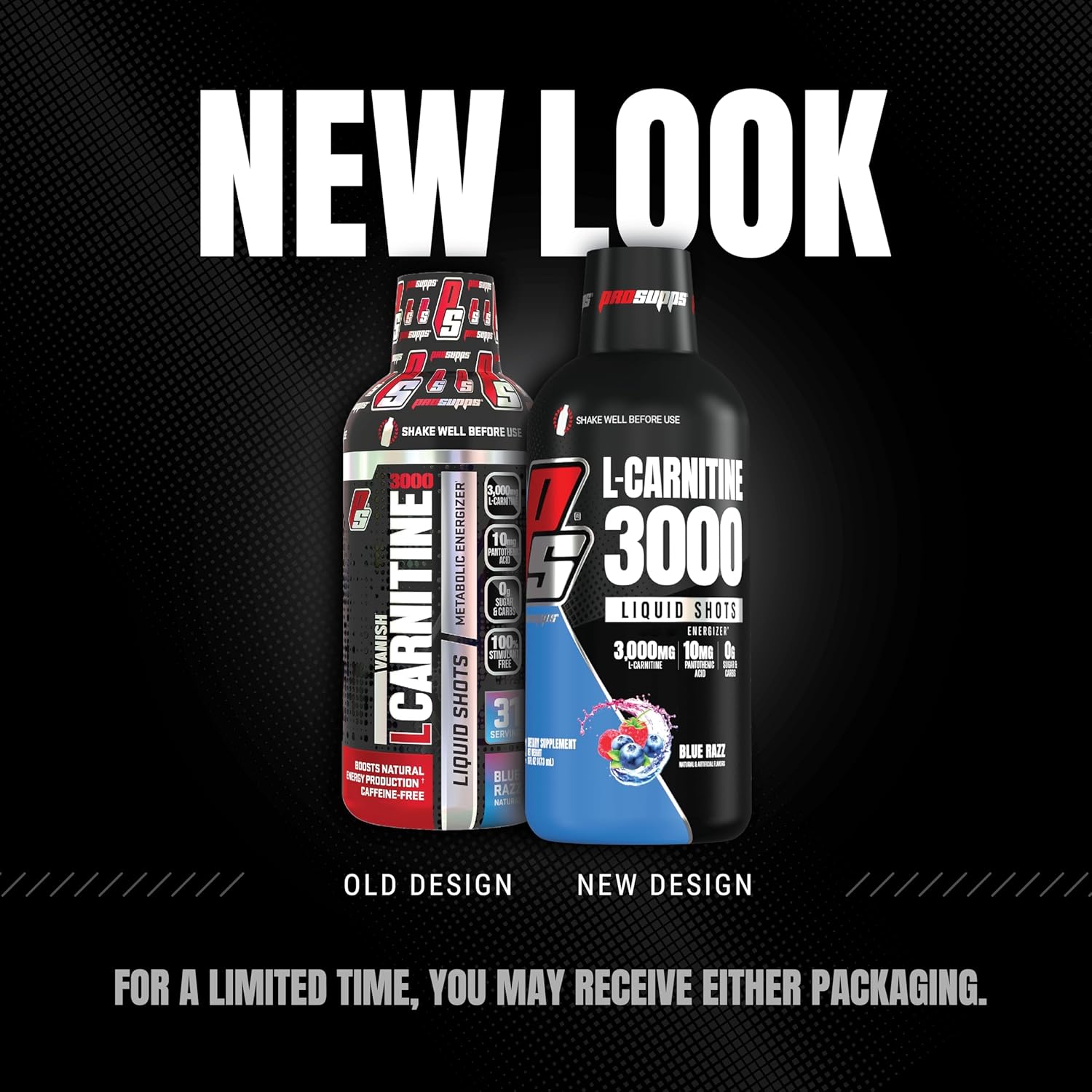 PROSUPPS L-Carnitine Liquid Shots: Stimulant-Free Workout Drink for Performance & Recovery - Clean Energy, Sugar & Carb-Free (3000 Blue Razz, 31 Servings)