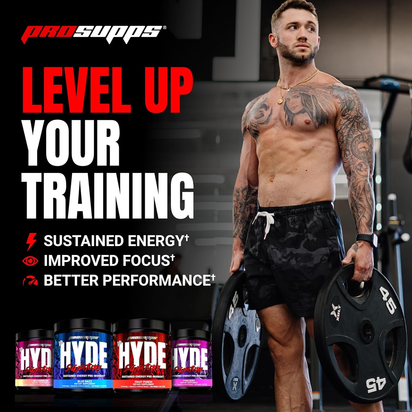 PROSUPPS Mr. Hyde Signature Pre Workout: Creatine, Beta Alanine, TeaCrine, Caffeine - Sustained Energy & Focus for Men and Women - Blue Razz, 30 Servings