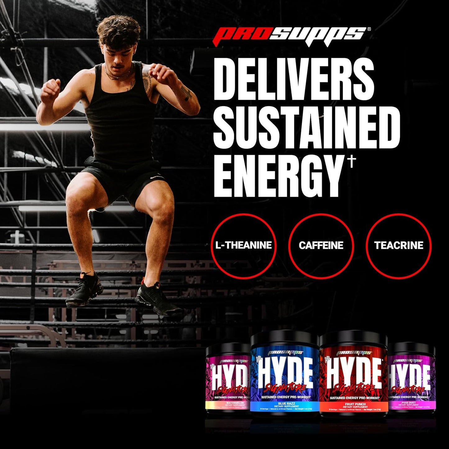 PROSUPPS Mr. Hyde Signature Pre Workout: Creatine, Beta Alanine, TeaCrine, Caffeine - Sustained Energy & Focus for Men and Women - Blue Razz, 30 Servings