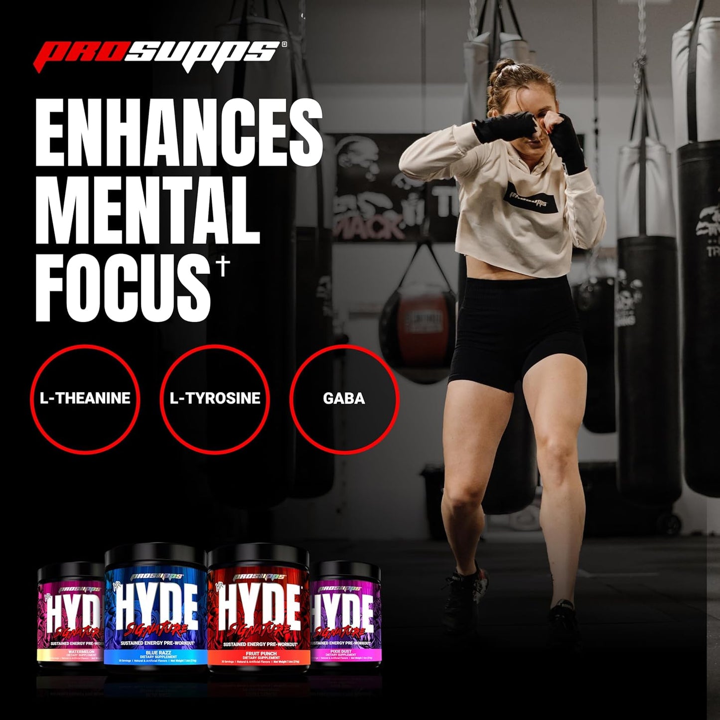 PROSUPPS Mr. Hyde Signature Pre Workout: Creatine, Beta Alanine, TeaCrine, Caffeine - Sustained Energy & Focus for Men and Women - Blue Razz, 30 Servings