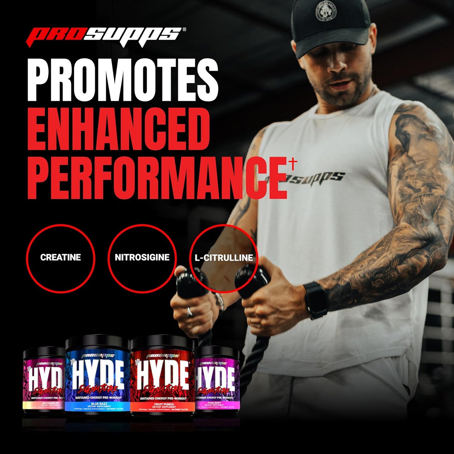 PROSUPPS Mr. Hyde Signature Pre Workout: Creatine, Beta Alanine, TeaCrine, Caffeine - Sustained Energy & Focus for Men and Women - Blue Razz, 30 Servings
