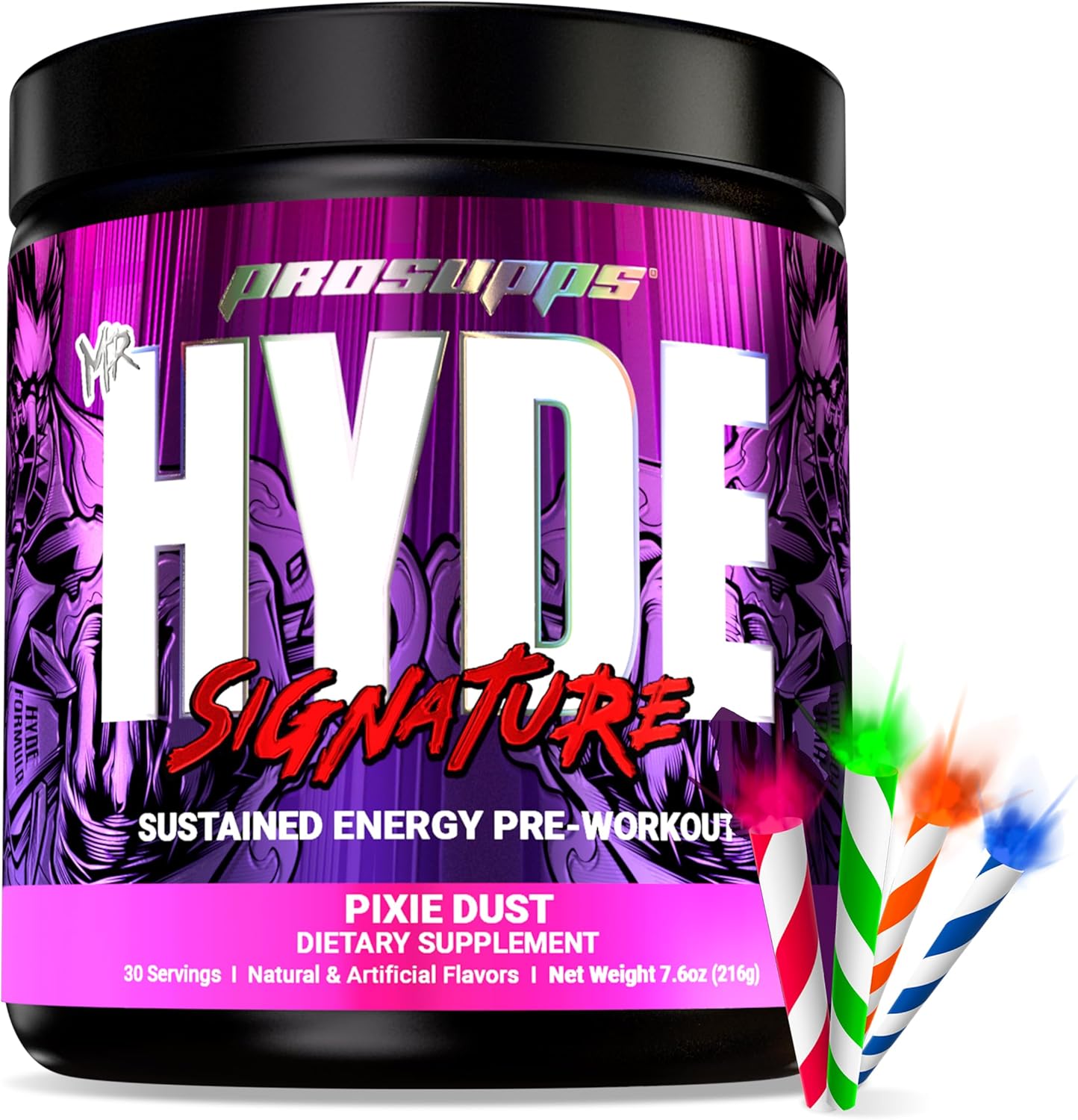 PROSUPPS Mr. Hyde Signature Pre Workout Supplement - Enhanced Energy and Focus with Creatine, Beta Alanine, TeaCrine, and Caffeine - Endurance Booster for Men and Women - Pixie Dust Flavor, 30 Servings