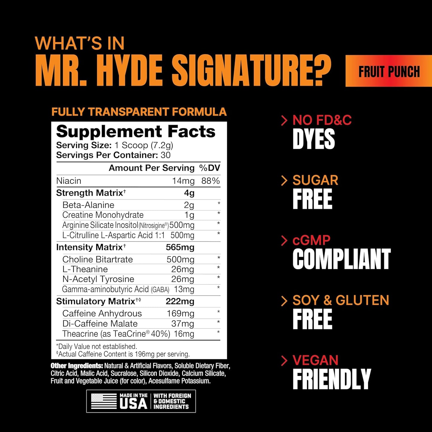 PROSUPPS Mr. Hyde Signature Series Pre-Workout Energy Drink - Enhanced Energy, Focus, and Pumps with Beta Alanine, Creatine, Nitrosigine, & TeaCrine - Fruit Punch Flavor - 30 Servings