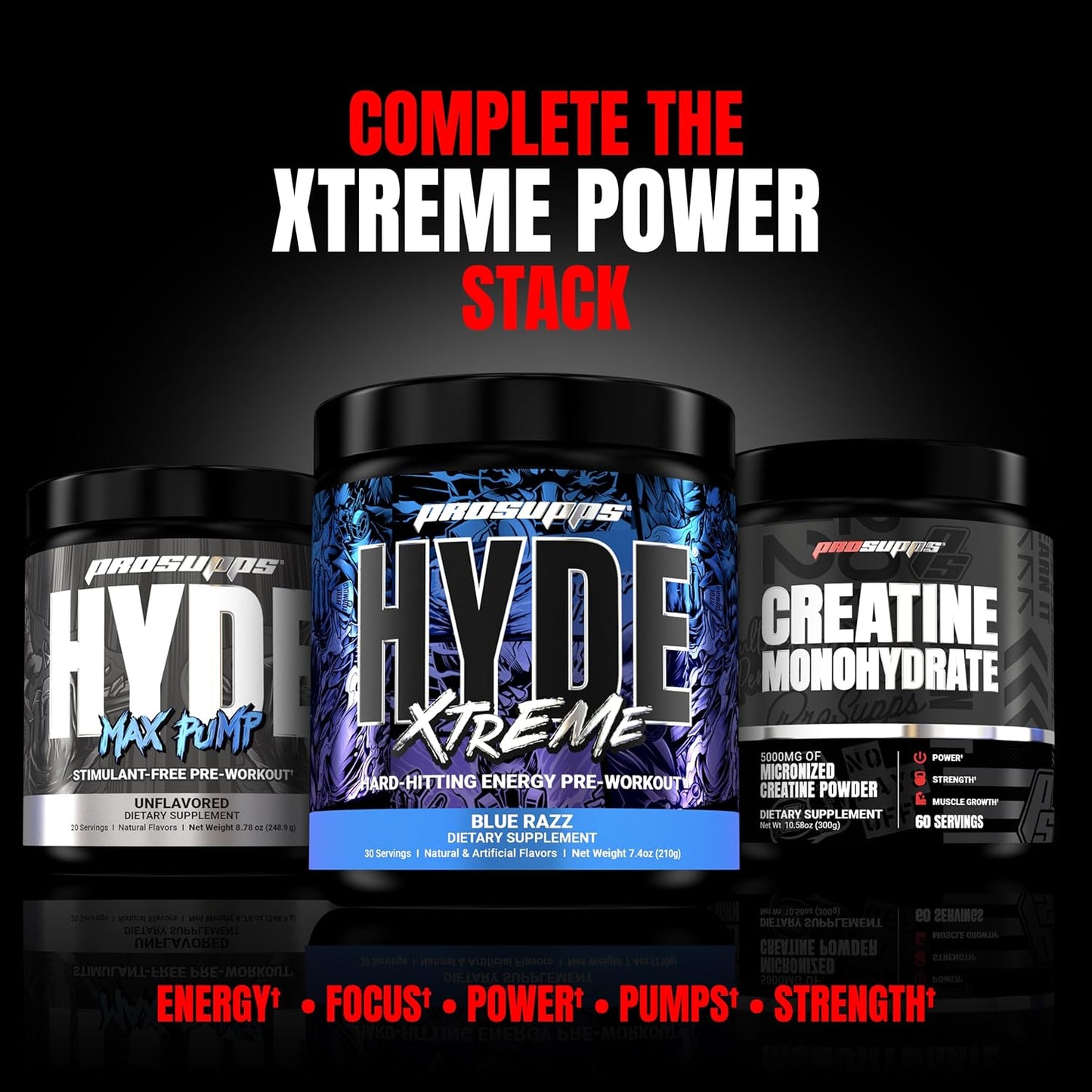 PROSUPPS® Mr. Hyde® Xtreme Pre-Workout Powder - Enhanced Energy & Focus with Beta Alanine, Creatine, Nitrosigine - Watermelon Flavor (30 Servings)