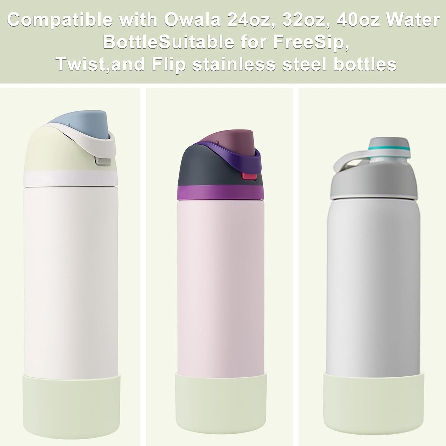 Protective Silicone Boot for Owala Water Bottles - Anti-Slip Sleeve for 24oz, 32oz, 40oz Bottles - BPA Free Bottom Bumper Cover - Scratch Protection for FreeSip/Twist/Flip Models