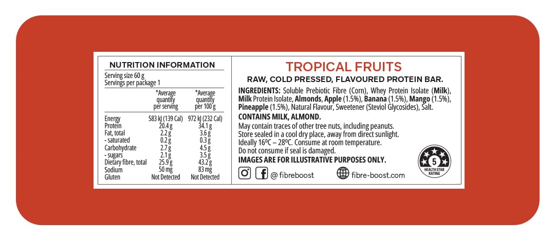 Protein Bar with Tropical Fruits Flavour and Added Fiber Boost