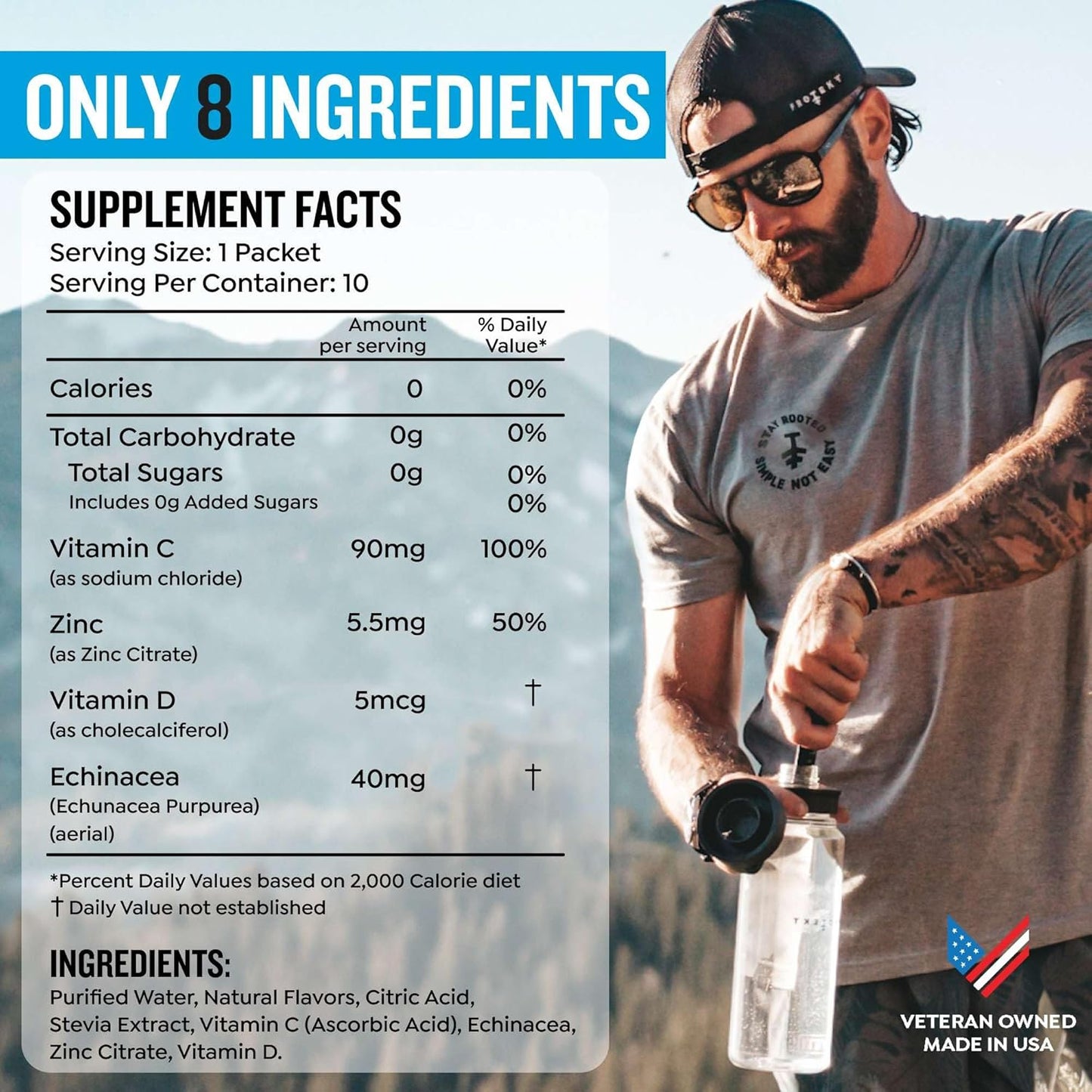 PROTEKT Mixed Berry Liquid Immune Support Supplement with Vitamin C and Zinc - 10ct Sugar-Free Drink Mix for Adults - Immunity Boosters