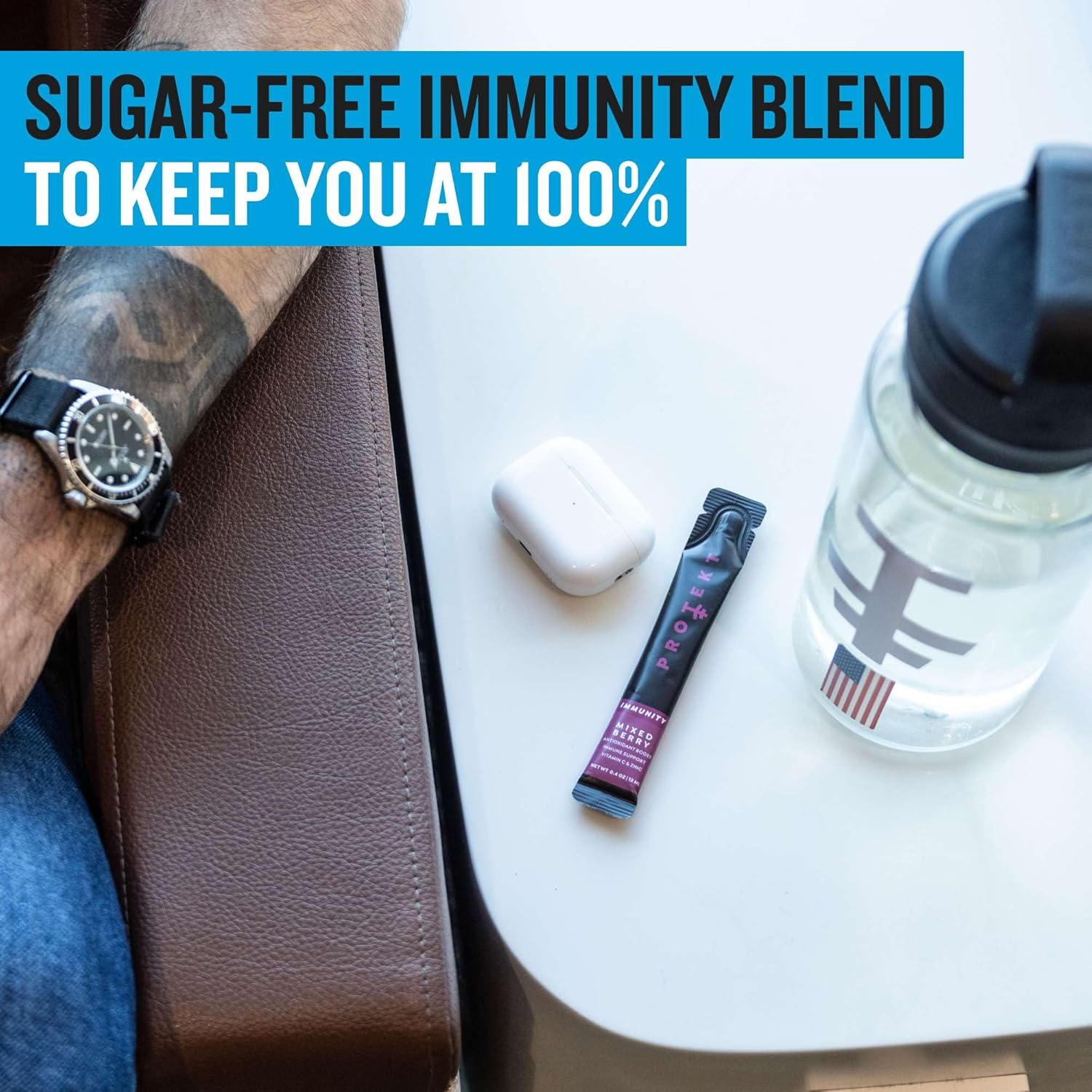 PROTEKT Mixed Berry Liquid Immune Support Supplement with Vitamin C and Zinc - 10ct Sugar-Free Drink Mix for Adults - Immunity Boosters