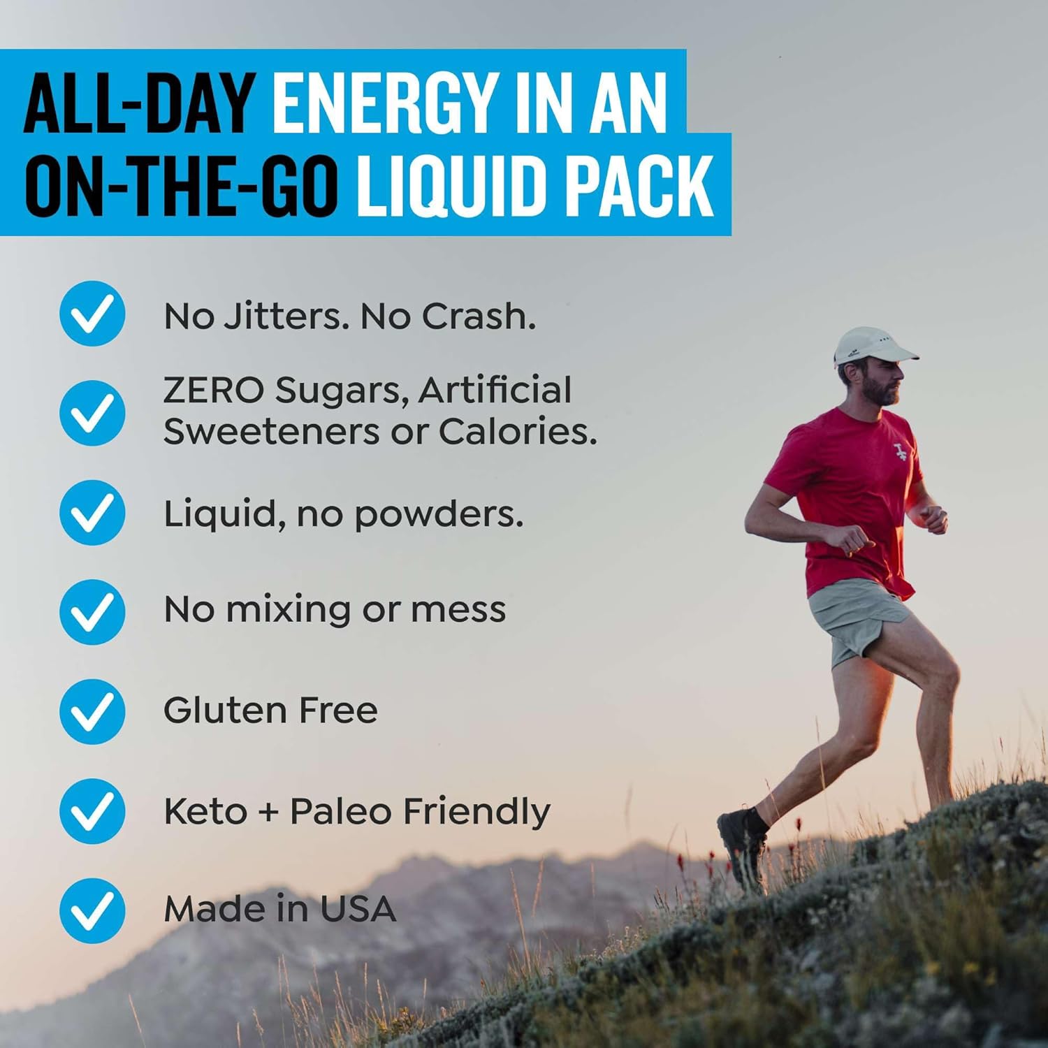PROTEKT Zero Sugar Energy Drink Pack - Keto Natural Mix with Liquid Vitamin B and Organic Caffeine Blend - On-The-Go Liquid Packets in Zero Sugar Grape Flavor - Pack of 10