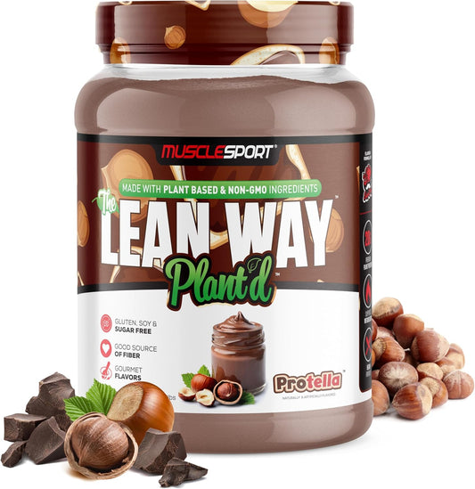 Protella Musclesport Lean Way Plant Protein Blend - Pea & Brown Rice Protein with CLA, MCT, and L-Carnitine - 20 Servings