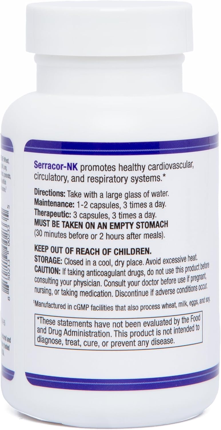 Proteolytic Systemic Enzyme Formula with Serrapeptase and Nattokinase - Circulatory & Respiratory Support - 90 Capsules