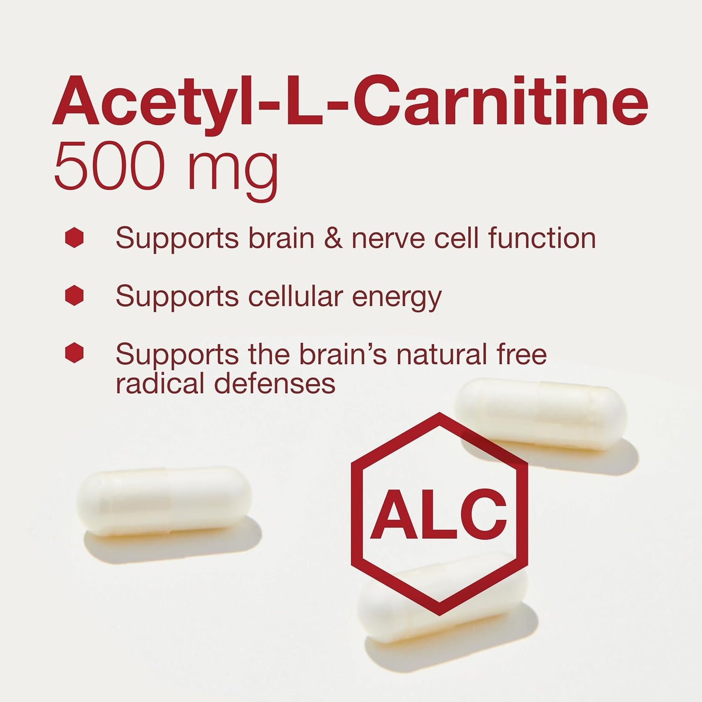 Protocol Acetyl-L-Carnitine 500mg Capsules for Energy, Nerve, and Brain Support - 100 Count Vegan Capsules