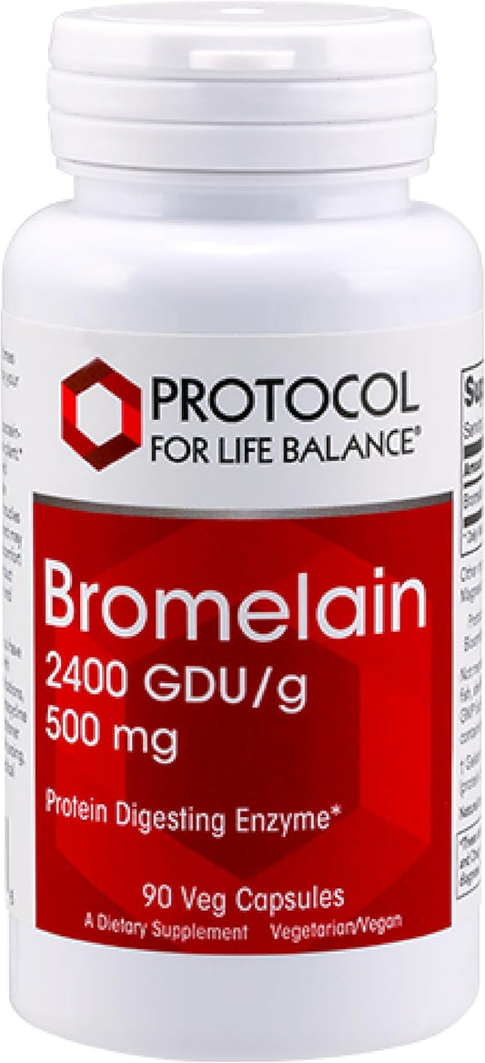 Protocol Bromelain 500mg Capsules - Protein Digestive Enzyme for Healthy Digestion - Vegan & Kosher Supplement - 90 Veg Capsules