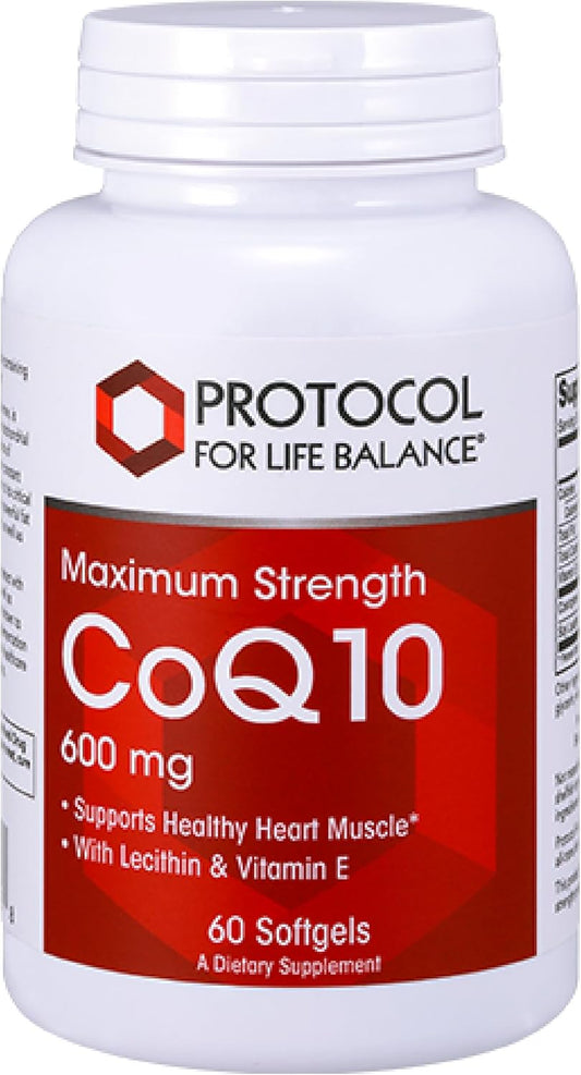 Protocol CoQ10 600mg Softgels with Vitamin E and Soy Lecithin - Halal, Egg Free Supplement