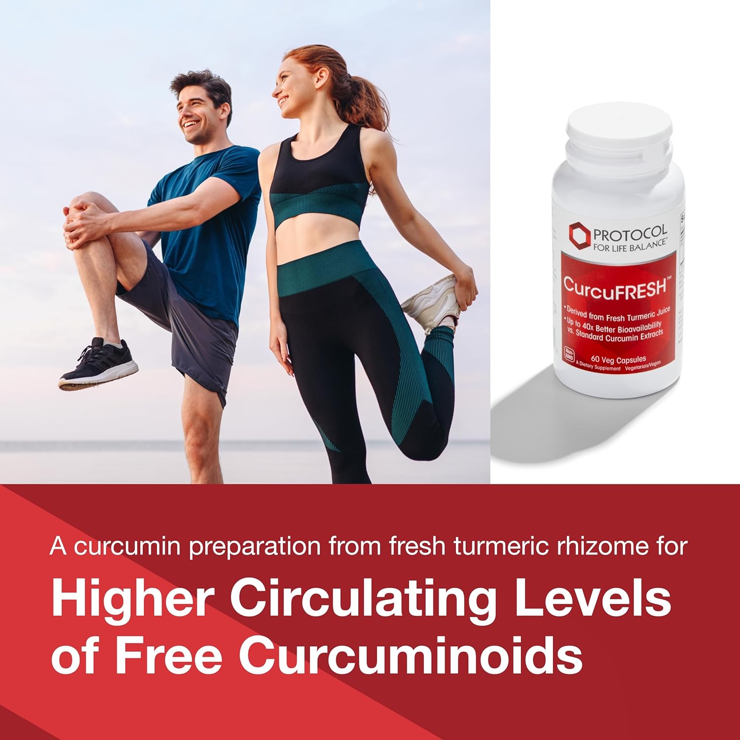 Protocol CurcuFRESH Turmeric Juice Powder Capsules - 40x Absorption - Curcuminoids from Curcuma Longa - Vegan & Non-GMO - 60 Capsules