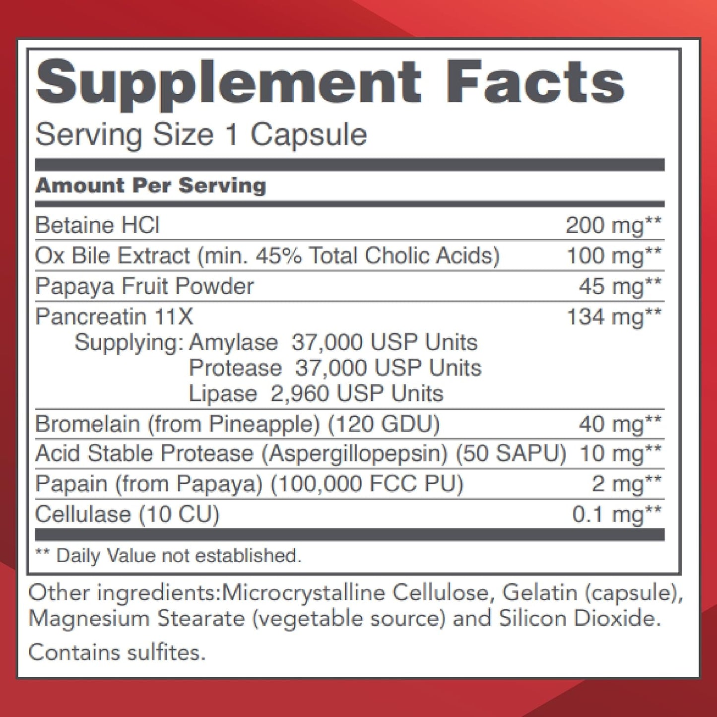 Protocol Enzymes-HCl Digestive Enzymes with Bromelain - Full Spectrum Proteases - Digestion Supplement - 120 Capsules