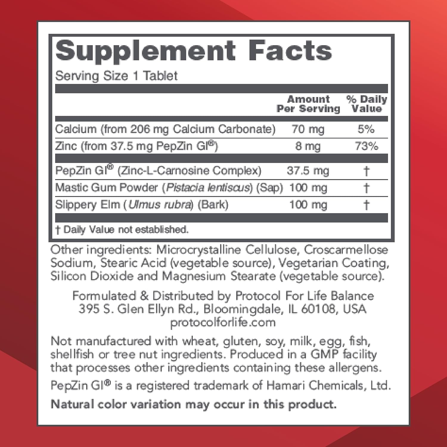 Protocol GI Guard: PepZin GI for Digestive Gut Health - Non-GMO Vegan Tablets - Gastric Health & Comfort
