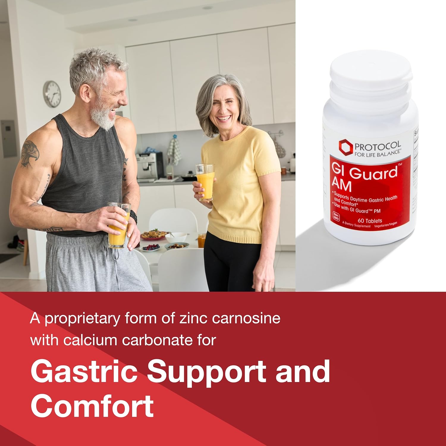 Protocol GI Guard: PepZin GI for Digestive Gut Health - Non-GMO Vegan Tablets - Gastric Health & Comfort