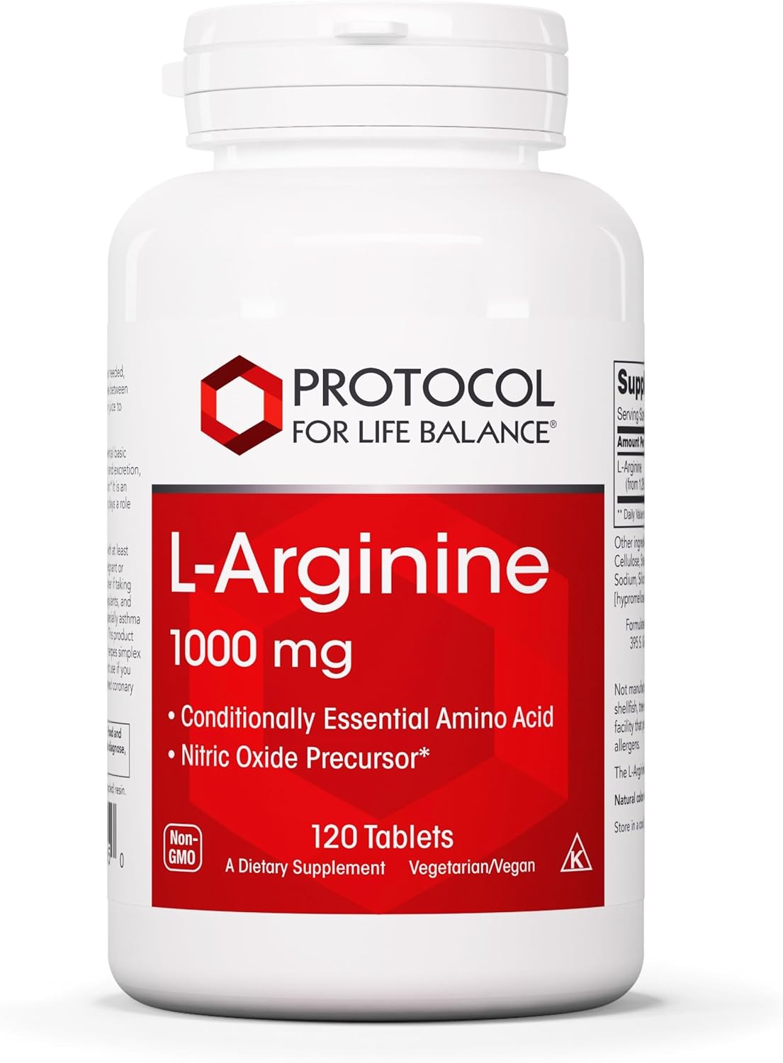 Protocol L-Arginine 1,000mg - Amino Acid Supplement for Urea Detox & Protein Protection - 120 Veg Capsules