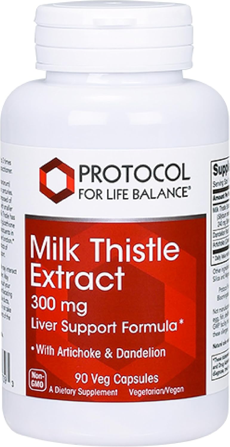 Protocol Milk Thistle Extract 300mg Capsules with Artichoke & Dandelion - Liver Support for Vegans - 90 Ct.