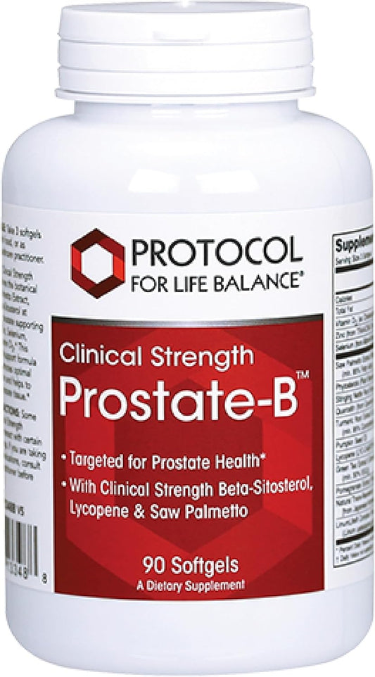 Protocol Prostate-B Clinical Strength Supplement with Beta Sitosterol, Lycopene, Saw Palmetto - 90 Softgels for Men's Prostate Health - Halal & Dairy Free