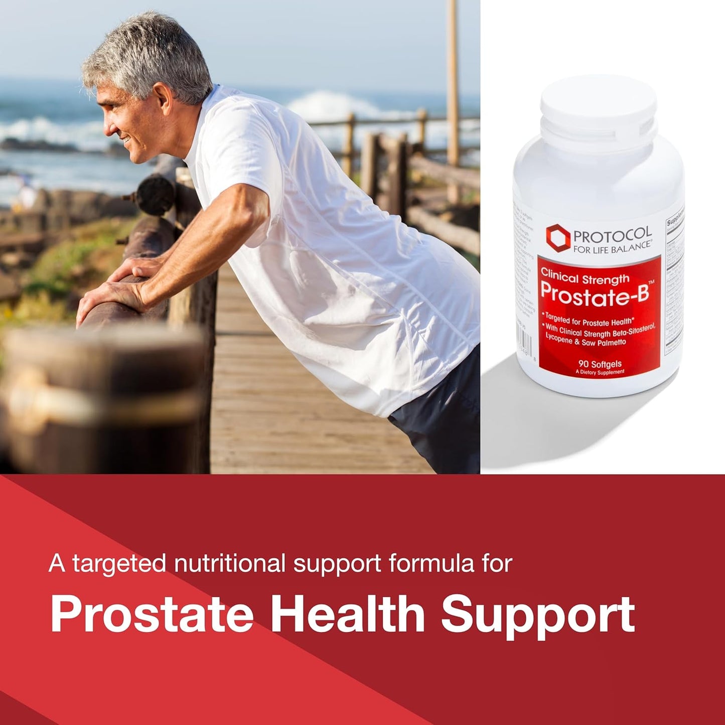 Protocol Prostate-B Clinical Strength Supplement with Beta Sitosterol, Lycopene, Saw Palmetto - 90 Softgels for Men's Prostate Health - Halal & Dairy Free