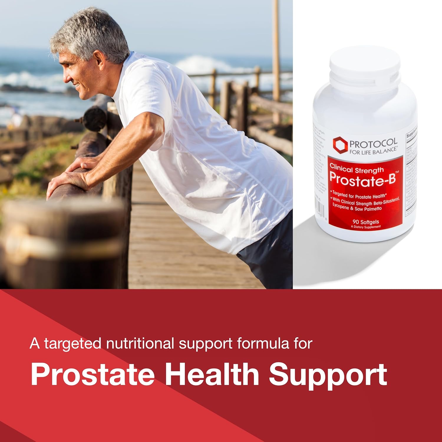 Protocol Prostate-B Clinical Strength Supplement with Beta Sitosterol, Lycopene, Saw Palmetto - 90 Softgels for Men's Prostate Health - Halal & Dairy Free