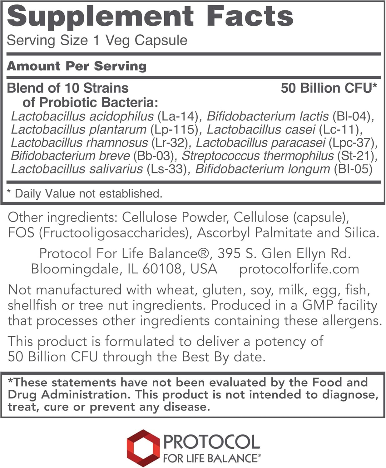 ProtoDophilus - 50 Billion CFU Probiotic Supplement for Digestive and Immune Health - 10 Strains, 50 Veg Capsules