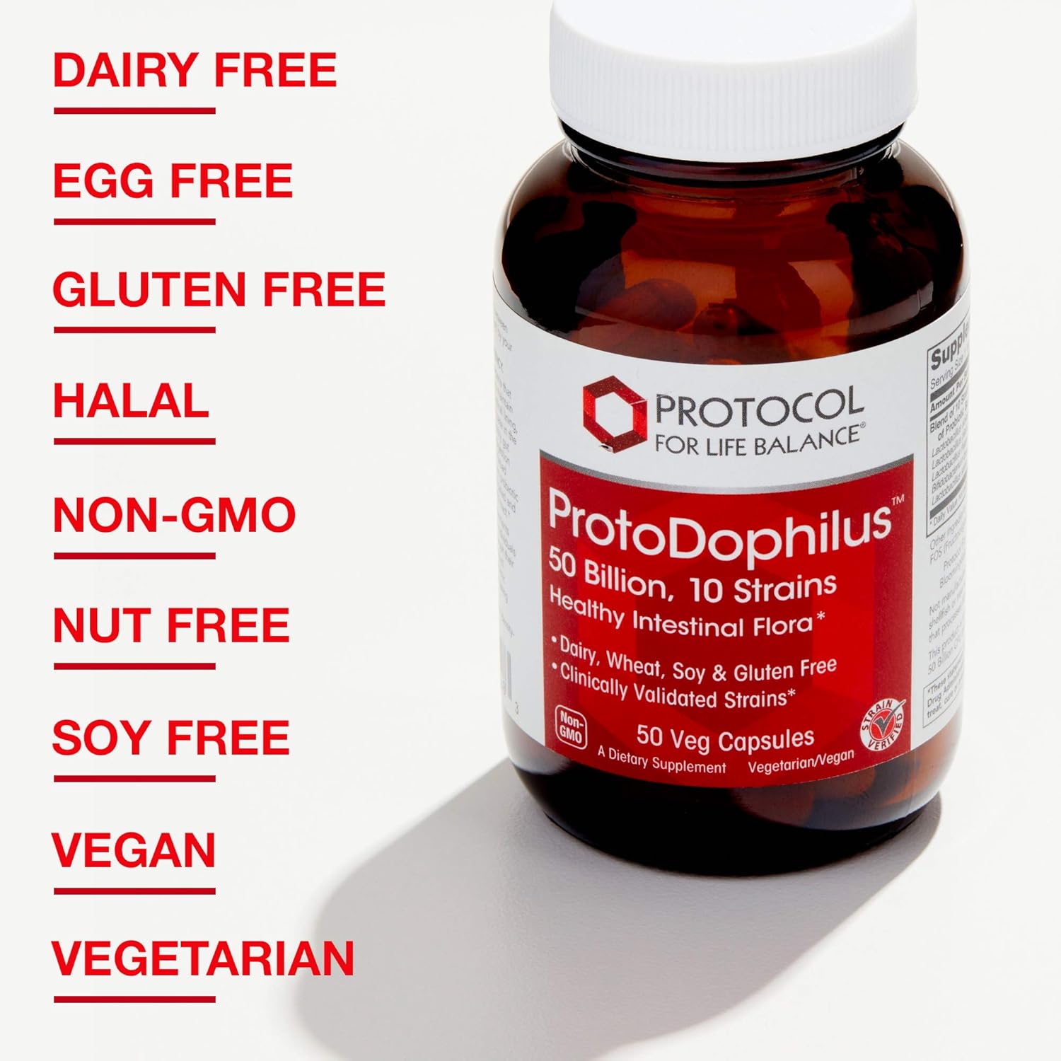 ProtoDophilus - 50 Billion CFU Probiotic Supplement for Digestive and Immune Health - 10 Strains, 50 Veg Capsules