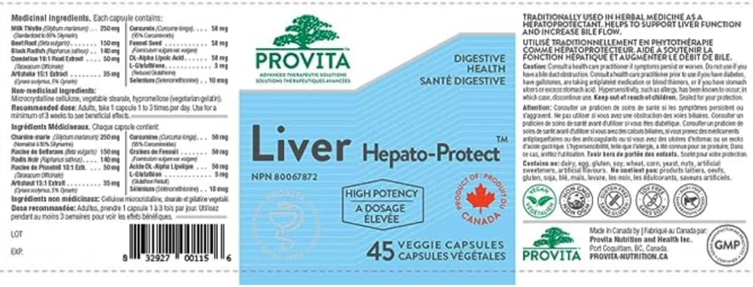 PROVITA Liver Hepato-Protect™ - Vegan Liver Detox Capsules for Regeneration & Protection - Non-GMO Formula with 45 Capsules