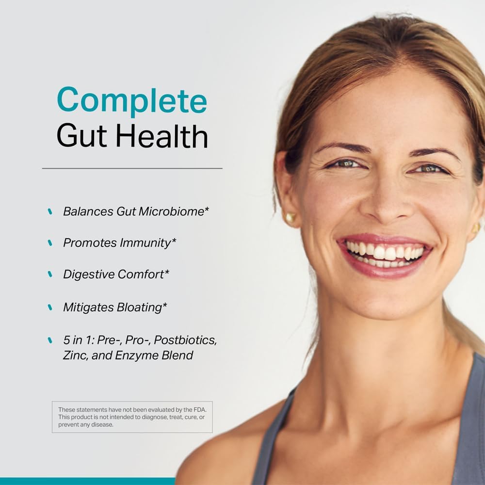 Provitalize 5-in-1 Probiotic Blend with Digestive Enzymes, Zinc, Postbiotic, Prebiotics for Gut Health - 60ct Softgels